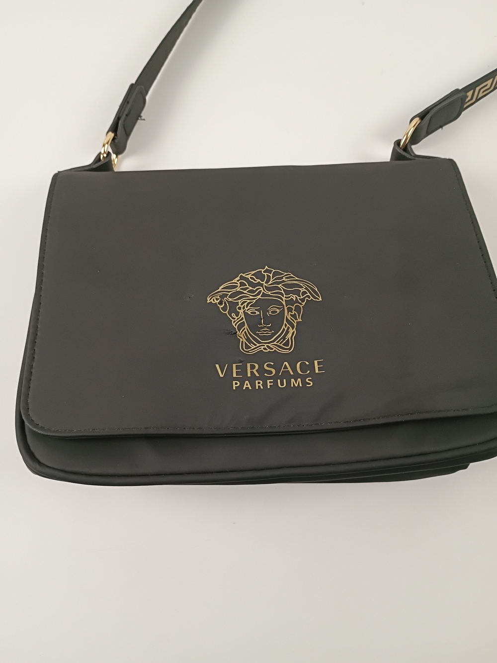 Versace Parfums Black Logo Shoulder Bag